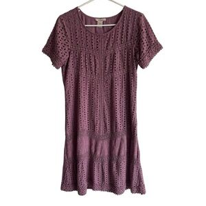 Sundance Dusty Purple Eyelet Embroidered Dress, Size 6